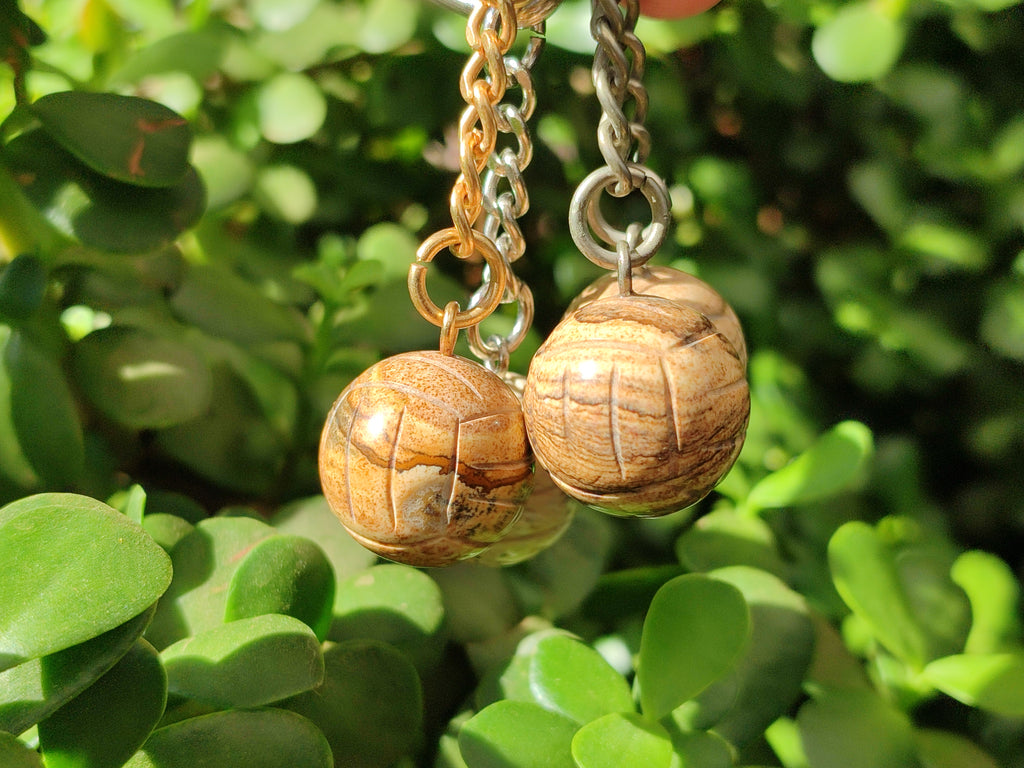 Polished Picture Stone Volleyball Keyring - Sold Per Item - From Namibia - Toprock Gemstones and Minerals 
