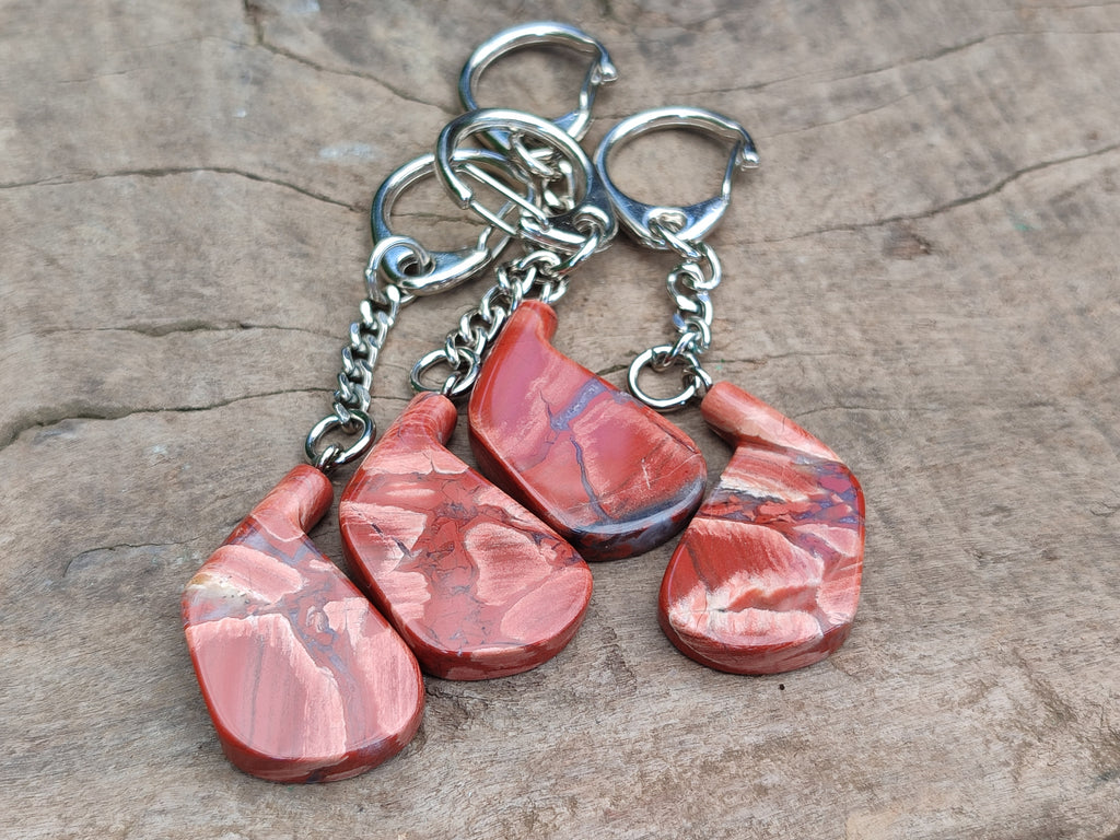 Polished Red Jasper Iron Golf Club Keyring - Sold Per Item - From South Africa - Toprock Gemstones and Minerals 