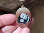 Polished Polychrome Jasper Pendant with Hand Painted Panda - sold per item - From Madagascar - Toprock Gemstones and Minerals 