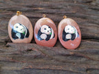 Polished Polychrome Jasper Pendant with Hand Painted Panda - sold per item - From Madagascar - Toprock Gemstones and Minerals 