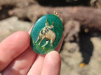 Polished Aventurine Pendant with Hand Painted Kudu - Sold Per Item - From Zimbabwe - Toprock Gemstones and Minerals 