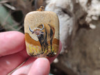 Polished Picture Stone Pendant with Hand Painted Buffalo - Sold Per Item - From Namibia - Toprock Gemstones and Minerals 