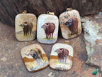 Polished Picture Stone Pendant with Hand Painted Buffalo - Sold Per Item - From Namibia - Toprock Gemstones and Minerals 