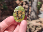 Polished Unakite Pendant with Hand Painted Elephant - Sold Per Item - From South Africa - Toprock Gemstones and Minerals 