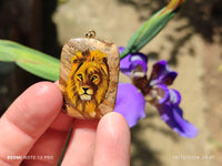 Polished Picture Stone Pendant with Hand Painted Lion - Sold Per Item - From Namibia