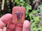 Polished Polychrome Jasper Pendant with Hand Painted Buffalo - sold per item - From Madagascar - Toprock Gemstones and Minerals 