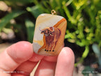 Polished Polychrome Jasper Pendant with Hand Painted Buffalo - sold per item - From Madagascar - Toprock Gemstones and Minerals 