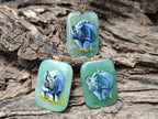 Polished Aventurine Pendant with Hand Painted Rhino - Sold Per Item - From Zimbabwe - Toprock Gemstones and Minerals 