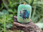 Polished Aventurine Pendant with Hand Painted Rhino - Sold Per Item - From Zimbabwe - Toprock Gemstones and Minerals 