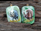 Polished Aventurine Pendant with Hand Painted Rhino - Sold Per Item - From Zimbabwe - Toprock Gemstones and Minerals 