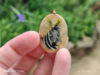 Polished Picture Stone Pendant with Hand Painted Zebra - Sold Per Item - From Namibia