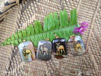 Polished Polychrome Jasper Pendant with Hand Painted Kudu - sold per item - From Madagascar
