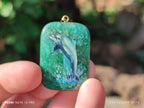 Polished Aventurine Pendant with Hand Painted Dolphin - Sold Per Item - From Zimbabwe - Toprock Gemstones and Minerals 