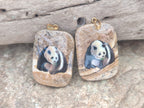 Polished Polychrome Jasper Pendant with Hand Painted Panda - sold per item - From Madagascar - Toprock Gemstones and Minerals 