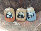 Polished Polychrome Jasper Pendant with Hand Painted Panda - sold per item - From Madagascar - Toprock Gemstones and Minerals 