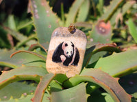 Polished Picture Stone Pendant with Hand Painted Panda- Sold Per Item - From Namibia