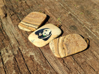 Polished Picture Stone Pendant with Hand Painted Panda- Sold Per Item - From Namibia