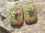 Polished Unakite Pendant with Hand Painted Buffalo - Sold Per Item - From South Africa - Toprock Gemstones and Minerals 