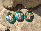 Polished Aventurine Pendant with Hand Painted Elephant - Sold Per Item - From Zimbabwe - Toprock Gemstones and Minerals 