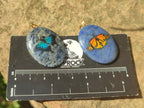 Polished Dumortierite Pendants with Hand Painted Butterfly - sold per item - From Mozambique - Toprock Gemstones and Minerals 