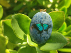 Polished Dumortierite Pendants with Hand Painted Butterfly - sold per item - From Mozambique - Toprock Gemstones and Minerals 