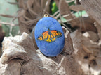 Polished Dumortierite Pendants with Hand Painted Butterfly - sold per item - From Mozambique - Toprock Gemstones and Minerals 