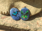 Polished Dumortierite Pendants with Hand Painted Butterfly - sold per item - From Mozambique - Toprock Gemstones and Minerals 