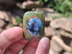 Polished Unakite Pendant with Hand Painted Rhino - Sold Per Item - From South Africa - Toprock Gemstones and Minerals 