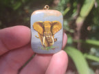 Polished Polychrome Jasper Pendant with Hand Painted Elephant - sold per item - From Madagascar - Toprock Gemstones and Minerals 