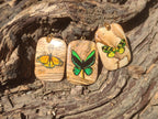 Polished Picture Stone Pendant with Hand Painted Butterfly - Sold Per Item - From Namibia - Toprock Gemstones and Minerals 