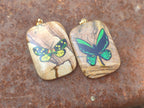 Polished Picture Stone Pendant with Hand Painted Butterfly - Sold Per Item - From Namibia - Toprock Gemstones and Minerals 