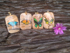 Polished Picture Stone Pendant with Hand Painted Butterfly - Sold Per Item - From Namibia - Toprock Gemstones and Minerals 