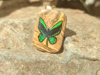 Polished Picture Stone Pendant with Hand Painted Butterfly - Sold Per Item - From Namibia - Toprock Gemstones and Minerals 