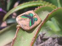 Polished Picture Stone Pendant with Hand Painted Butterfly - Sold Per Item - From Namibia