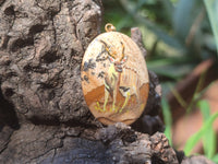 Polished Picture Stone Pendant with Hand Painted Kudu - Sold Per Item - From Namibia