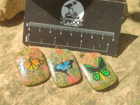 Polished Unakite Pendant with Hand Painted Butterfly - Sold Per Item - From South Africa - Toprock Gemstones and Minerals 