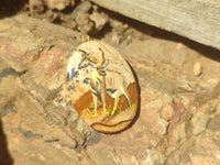 Polished Picture Stone Pendant with Hand Painted Kudu - Sold Per Item - From Namibia
