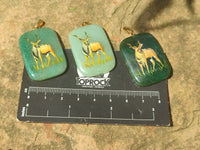 Polished Aventurine Pendant with Hand Painted Kudu - Sold Per Item - From Zimbabwe