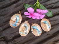 Polished Picture Stone Pendant with Hand Painted Dolphin - Sold Per Item - From Namibia