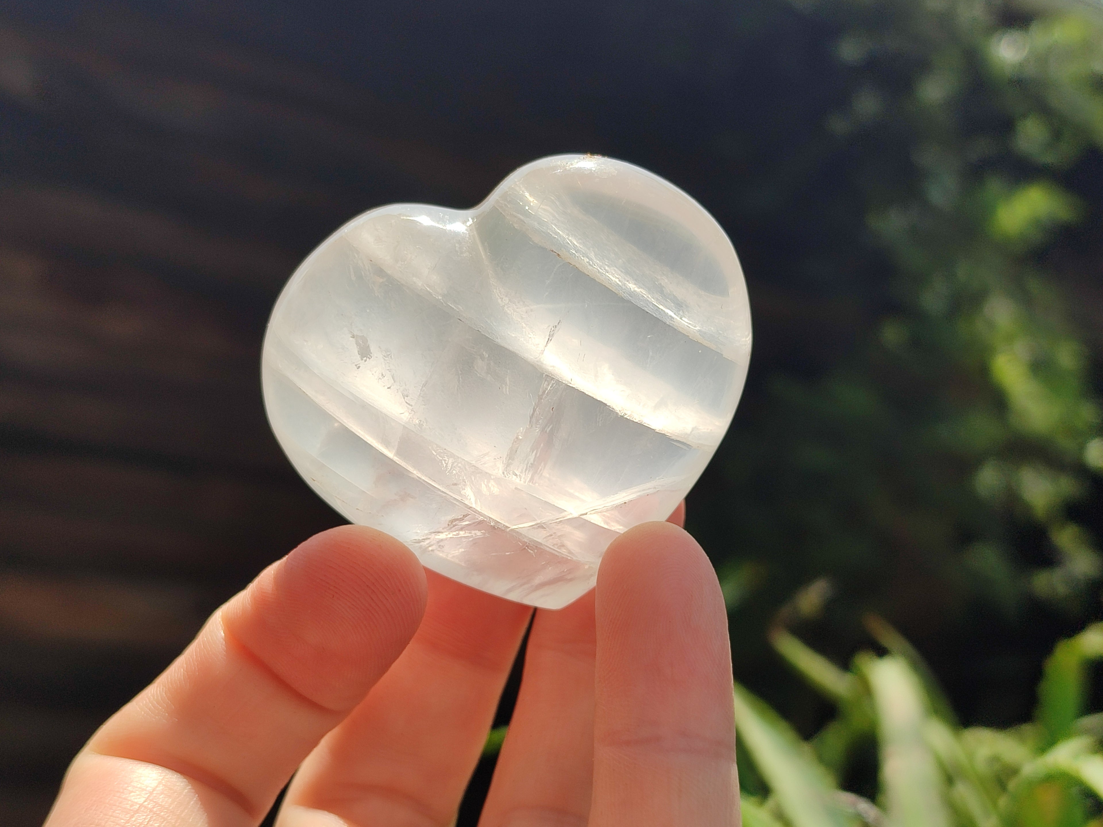 Polished Girasol Pearl Quartz Gemstone Hearts x 6 From Madagascar - Toprock Gemstones and Minerals 