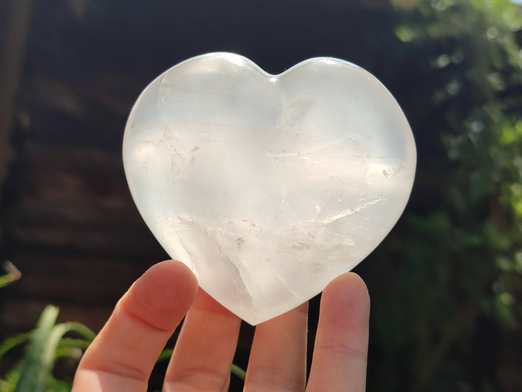 Polished Girasol Pearl Quartz Gemstone Hearts x 6 From Madagascar - Toprock Gemstones and Minerals 