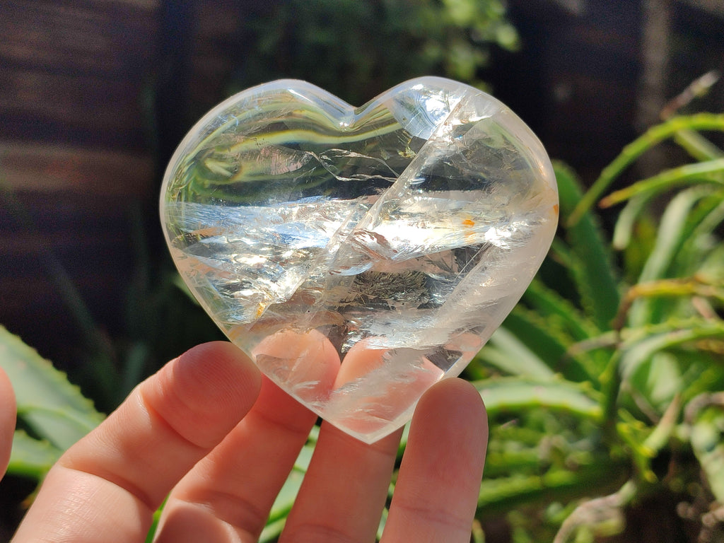Polished Girasol Pearl Quartz Gemstone Hearts x 6 From Madagascar - Toprock Gemstones and Minerals 