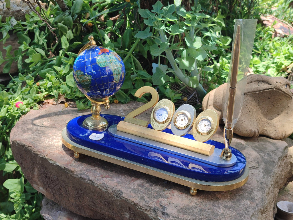 Hand Made Gemstone World Globe Desk Set x 1 From China - Toprock Gemstones and Minerals 