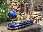 Hand Made Gemstone World Globe Desk Set x 1 From China - Toprock Gemstones and Minerals 