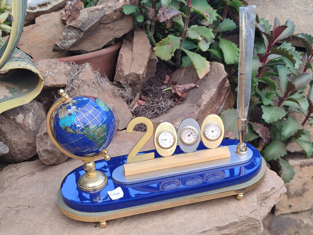 Hand Made Gemstone World Globe Desk Set x 1 From China - Toprock Gemstones and Minerals 