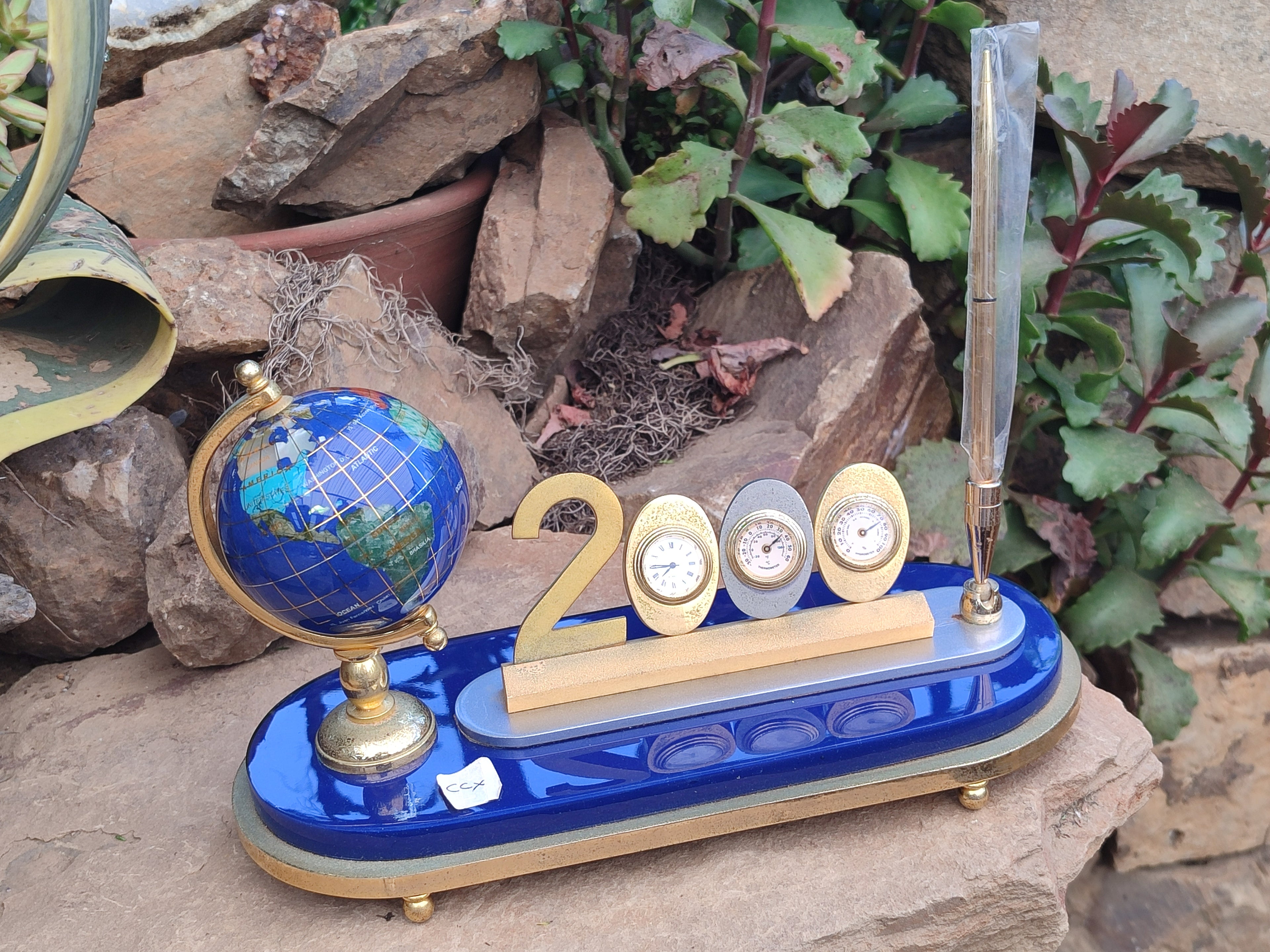 Hand Made Gemstone World Globe Desk Set x 1 From China - Toprock Gemstones and Minerals 