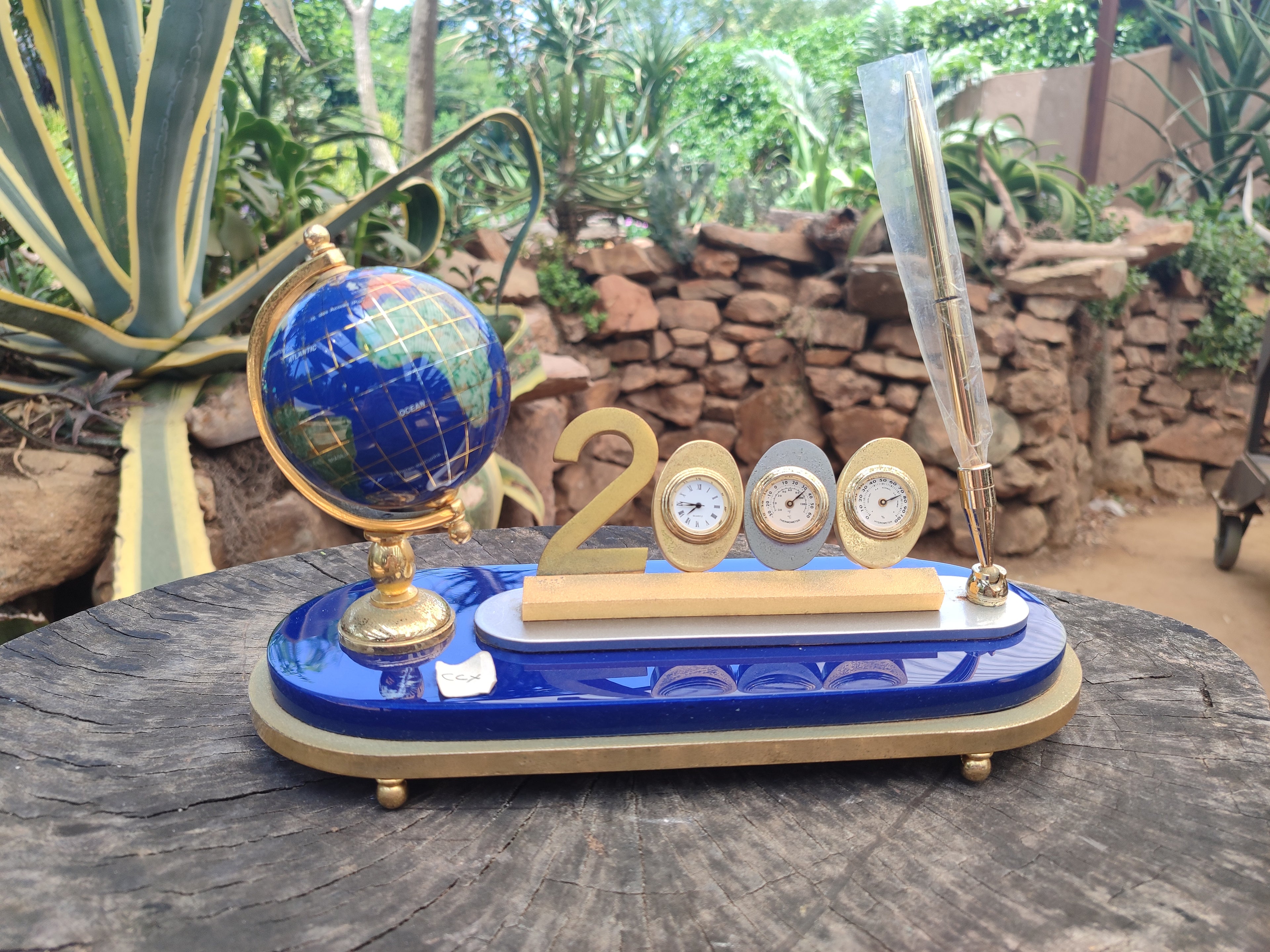 Hand Made Gemstone World Globe Desk Set x 1 From China - Toprock Gemstones and Minerals 