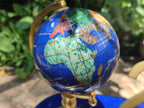 Hand Made Gemstone World Globe Desk Set x 1 From China - Toprock Gemstones and Minerals 