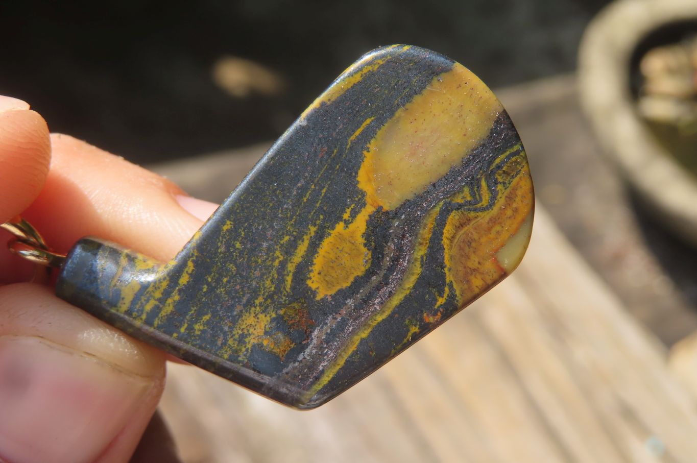 Hand Made Banded Tiger Iron Golf Club Jasper Keyrings - sold per item - From South Africa - Toprock Gemstones and Minerals 