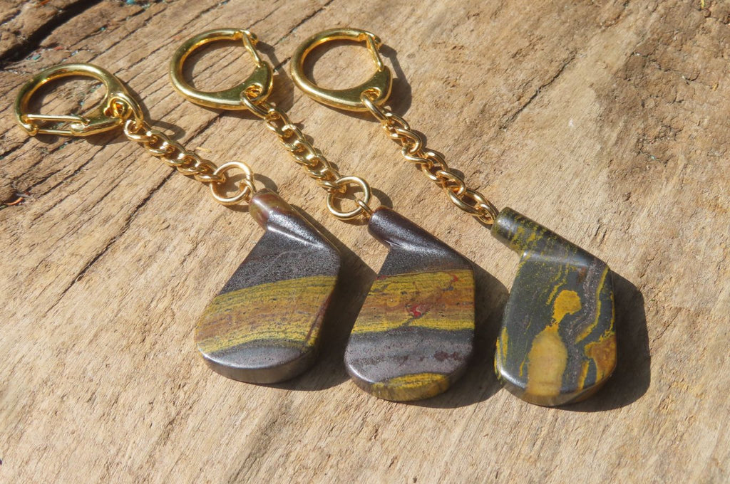 Hand Made Banded Tiger Iron Golf Club Jasper Keyrings - sold per item - From South Africa - Toprock Gemstones and Minerals 